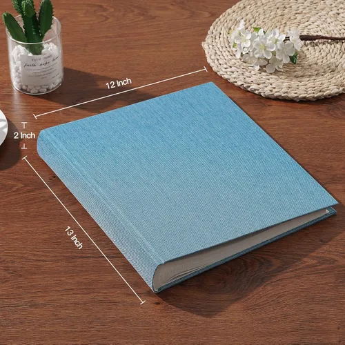Miniatura 5 de Pssoss Álbum de fotos grande de bricolaje, 100 páginas con espacio de escritura para fotos de 3 x 5, 4 x 6, 5 x 7, 6 x 8, 8 x 10 pulgadas, para Azul