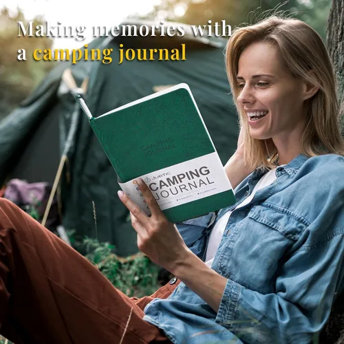 Miniatura 5 de JUBTIC Diario de campamento y libro de registro de viaje para caravana, diario de aventura A5 para 25 campamentos, diario de senderismo, libros