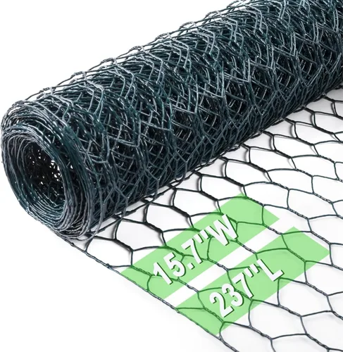 Miniatura 16 de Alambre de pollo de 13.7 pulgadas x 393.7 pulgadas, malla galvanizada hexagonal para jardín, valla de jardín para mascotas, conejos, pollos con 100