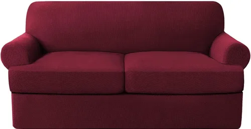 Miniatura 22 de Fundas elásticas para sofá de gama alta con fundas de cojín de asiento en T separadas, fundas de sofá jacquard de elastano, protector de muebles