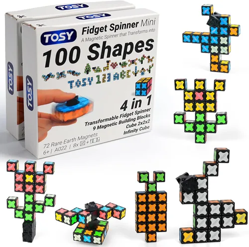 Miniatura 12 de TOSY Spinner Fidget Magnético que Brilla - 16 Bloques, Juguete 3 en 1: Spinner Fidget Transformable, Cubo Infinito/Rompecabezas, Brillante, Rellenos