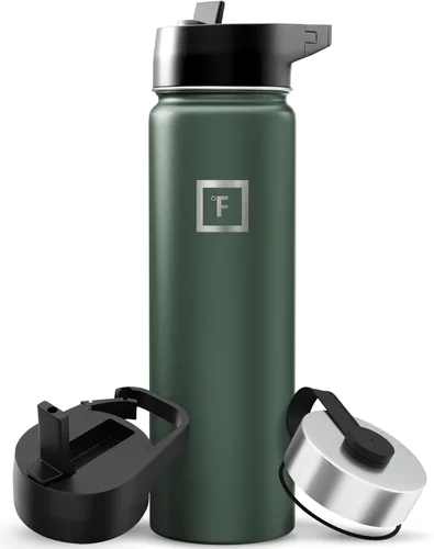 Miniatura 60 de IRON °FLASK Frasco de hidratación para acampar y senderismo con pajilla, botella de agua deportiva de acero inoxidable con aislamiento de boca