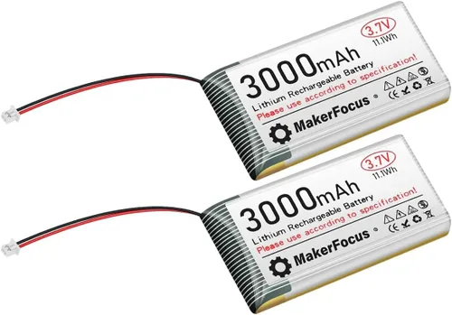 2 piezas 3.7V 3000mAh Batería recargable de polímero de litio 1S LiPo con placa de protección, cinta de goma aislante y conector JST 1.25 para placa
