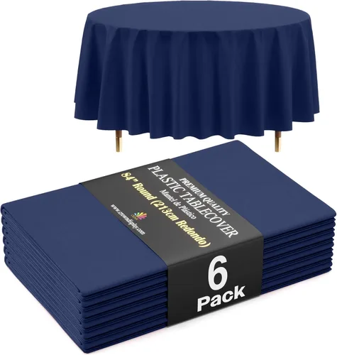 Miniatura 63 de Exquisite 66% Thicker Premium Aqua Round Tablecloth 0.5 Mil 6 Pack Plastic Table Cloth Disposable 84 Inch Round Plastic Tablecloth Won't Tear Easily