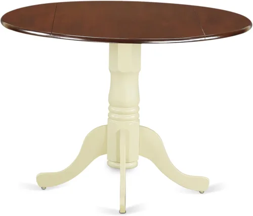 Miniatura 10 de East West Furniture DLT-BLK-T mesa de comedor redonda - con tapa redonda y 2 hojas desplegables y pata de pedestal, 42x29.5 pulgadas, acabado negro