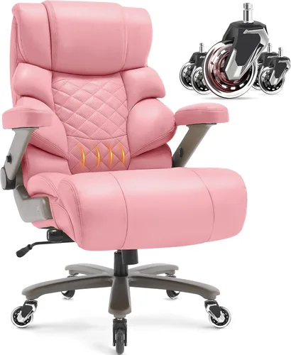Miniatura 11 de VUZI Silla de oficina grande y alta de 700 libras - Silla grande para computadora con soporte lumbar ajustable, brazos plegables 3D, ruedas