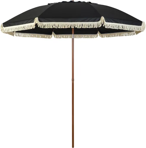 Miniatura 12 de Hula - Sombrilla Tiki de paja tropical, palapa, rafia, tiki hut, sombrilla hawaiana para patio con flecos, sombrilla bohemia de 6 pies 8 pies y 9