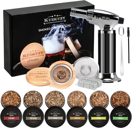 Miniatura 7 de Kit para ahumar cócteles - Kit ahumador para whisky con pistola ahumadora, caja ahumadora, astillas de madera de 6 sabores con piedras para whisky