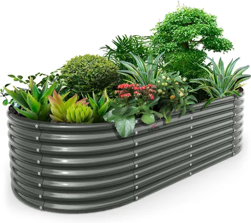 Miniatura 8 de A ANLEOLIFE Paquete de 2 camas de jardín elevadas galvanizadas de 3 pies x 24 pulgadas de alto para exteriores, jardinera redonda de metal