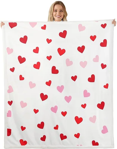 Miniatura 16 de Erosebridal Girls Fleece Blanket 40x50 Heart Rainbow Fuzzy Plush Throw for Sofa Couch Hand Drawn Sherpa Blanket Cartoon Love Geometric