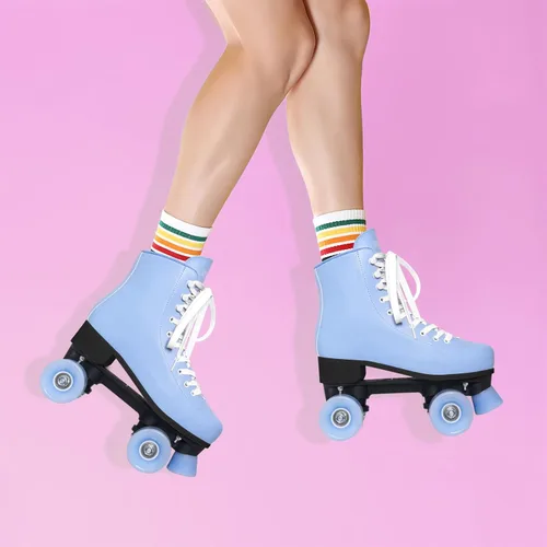 Miniatura 5 de Nattork Patines de ruedas para mujeres, para exteriores, interiores, cuatro ruedas, divertidos y modernos, para hombres, niñas y niños, color azul