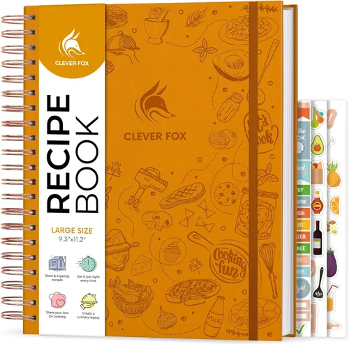 Clever Fox Libro de recetas en espiral - Libro de cocina familiar en blanco - Diario de cocina vacío - Organizador de cuadernos para escribir