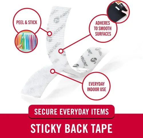 Miniatura 2 de VELCRO Brand - Sujetadores Sticky Back; cinta adhesiva de 3/4 de pulgadas; ideal para el hogar