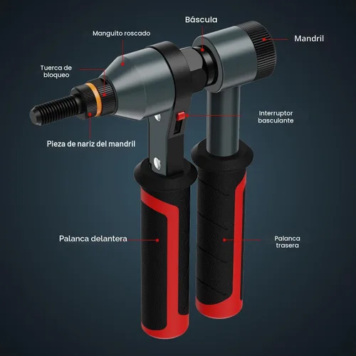 Miniatura 2 de TOLRET Kit de Herramienta para Tuerca Remachable Kit de Tuerca Remachable, Kit de Herramienta Rivnut con 10 Mandriles Métricos y SAE, Kit Surtido