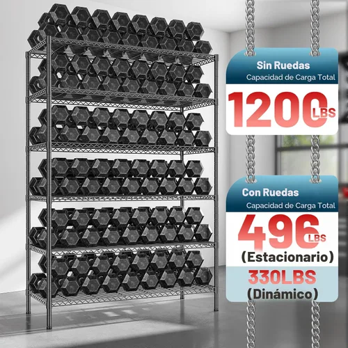 Miniatura 5 de Romorgniz Estantes de almacenamiento de 82 pulgadas de alto x 45 pulgadas de ancho x 18 pulgadas de profundidad con ruedas, estantería de alambre
