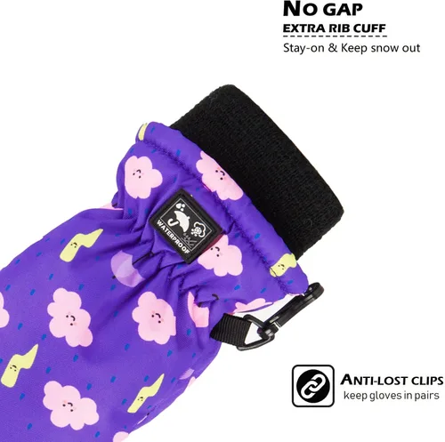 Miniatura 4 de HIGHCAMP Toddler First Pair of Winter Snow Mittens Waterproof Rookie Ski Snowboard Gloves for Small Kids Baby Boy Girl