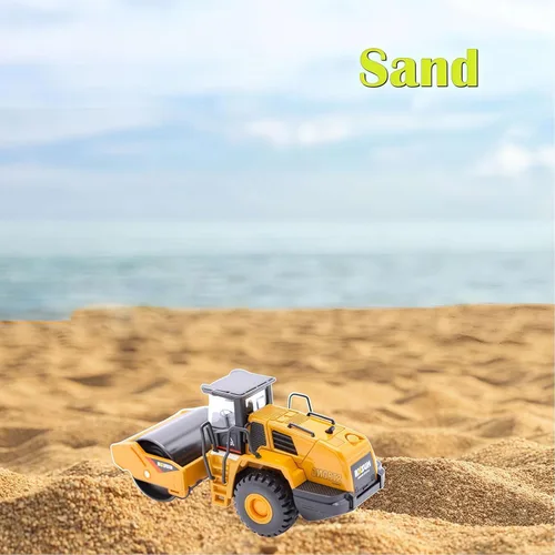 Miniatura 3 de Juguete de rodillo grande de metal a escala 1/60, juguete modelo de vehículos de construcción de metal, juguetes de coche de caja de arena al aire