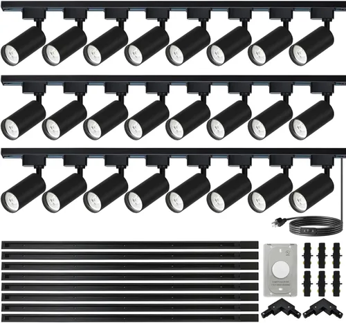 Miniatura 13 de 12 cabezales de iluminación LED negros (sin rieles de oruga) con bombillas GU10 reemplazables, focos de techo blancos cálidos de 3000 K