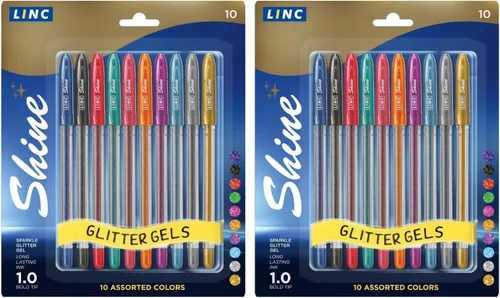 Miniatura 10 de Paquete de 10 bolígrafos de gel con purpurina Shine - Surtido