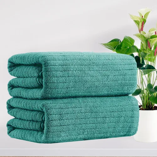 Miniatura 20 de Mistyrose Toalla de diseño acanalado (verde, toallas de baño de 4 piezas)