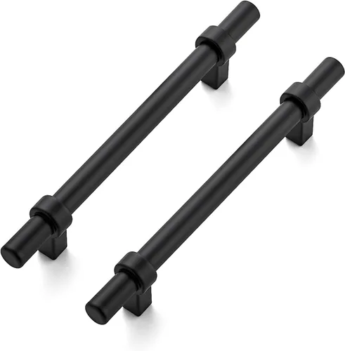 Miniatura 10 de Ravinte Paquete de 5 tiradores de gabinete de 5 pulgadas color negro mate con base cuadrada de 5 pulgadas de largo, centro de agujeros de 3 pulgadas