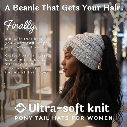 Miniatura 26 de Funky Junque - Gorro para mujer con ranura para cola de caballo