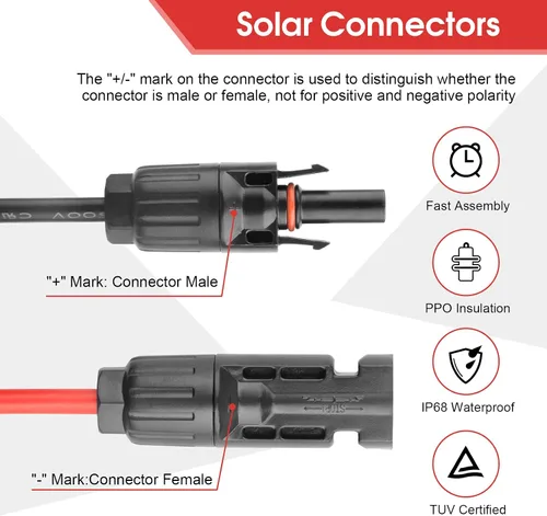 Miniatura 6 de Cable adaptador de conector de panel solar a CC de 0.315 in, cable de extensión de conectores solares de 6 pies y 14 AWG con DC 0.217x0.098 in