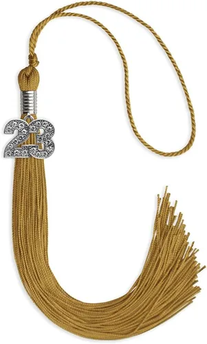 Miniatura 50 de Endea Graduation Borla de un solo color con dije de plata brillante (oro antiguo, 2022)