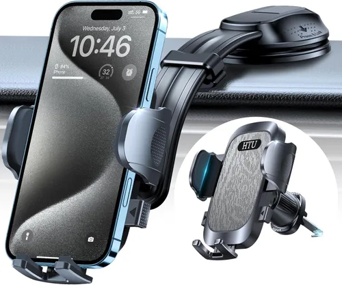 Miniatura 11 de HTU Soporte de teléfono de automóvil con succión más fuerte mejorado, brazo flexible, soporte giratorio para teléfono celular para salpicadero, Negro