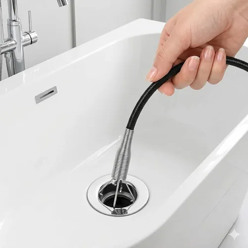 Miniatura 8 de Herramienta flexible para eliminar obstrucciones de drenaje, extralarga para fontanería con pinza de agarre de 4 puntas, alcanzador de resorte