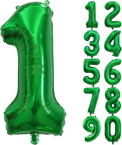 Globos de números verde oscuro de 40 pulgadas, globos de aluminio de Mylar con helio para cumpleaños, globo número 1 para decoración de fiestas,