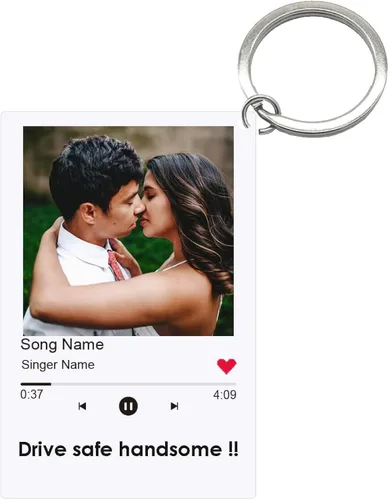 Llavero de fotos acrílico personalizado, llavero de música Spotify personalizado con código escaneable, regalo para parejas, amigos, regalo para él