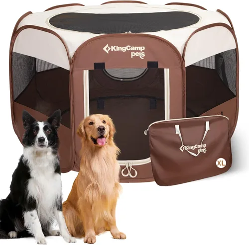 Miniatura 14 de KingCamp Tienda de campaña para perros, gran casa portátil para perros para interiores y exteriores con tela Oxford 600D y doble capa para perros