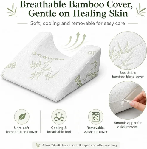 Miniatura 7 de Almohada de cuña para estiramiento facial y recuperación de rinoplastia, soporte de posicionamiento compacto estructurado para cuello y mandíbula