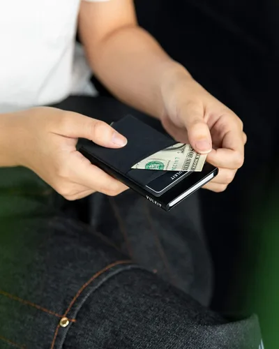 Miniatura 38 de VULKIT Card Holder with Money Pocket Pop Up Wallet RFID Blocking Slim Metal Bank Card Case Holds 5 Cards and Notes