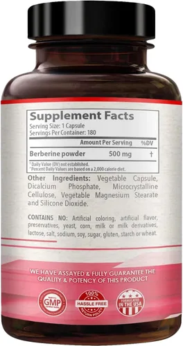Miniatura 8 de Suplemento de berberina de alta resistencia de 500 mg – Una vez al día potente berberina 500 mg Suplemento antioxidante de quercetina