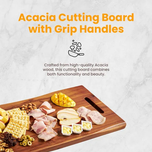 Miniatura 2 de TIDITA Tabla de Charcutería Grande de Madera de Acacia de 24" con Asas - Tablas de Madera Extra Largas para Servir Quesos - Plato Rectangular