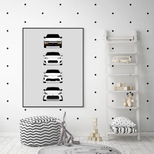 Miniatura 4 de Custom Car Posters Póster hecho a mano compatible con Toyota (Scion) FR-S 86 generaciones e impresión de Toyota 86 Trueno FR-S GR86 AE86 Scion