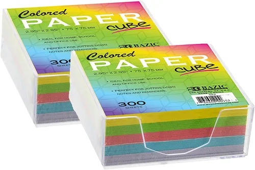 Miniatura 8 de BAZIC Products Cubo de papel de color de 300 unidades con bandeja, para escuela, oficina, hogar