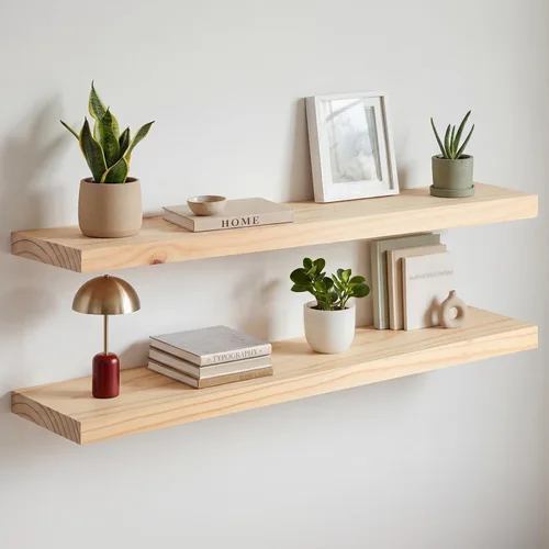 Miniatura 47 de Homeforia Estante flotante blanco de 48 pulgadas, estantes flotantes de madera maciza de alta gama de 48 pulgadas de largo para montaje en pared