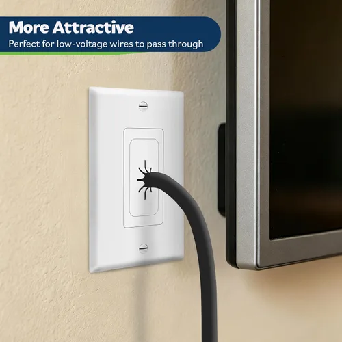 Miniatura 4 de TOPGREENER Inserto de goma flexible con ojales de pared con placa de pared decorativa y soporte de montaje, placa de paso para cables de bajo Blanco