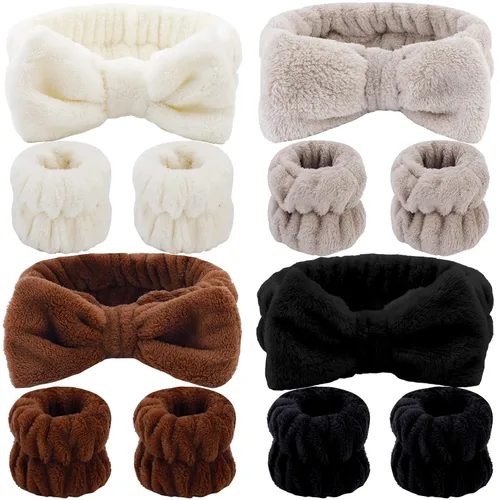Miniatura 10 de 12 PIEZAS Diademas de Spa y Muñequeras para Lavado Facial - Diadema de Maquillaje de Microfibra Suave Súper Linda con Bandas Elásticas de Lazo