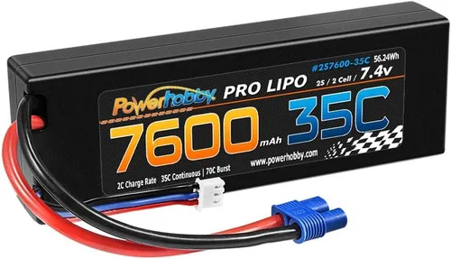 Miniatura 5 de Powerhobby 2s 7.4v 7600mah 35c Lipo batería con enchufe EC3 2 celdas (paquete de 2)