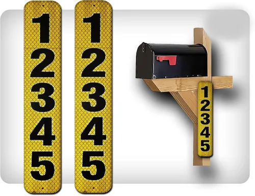 Miniatura 12 de Curb N Sign - Placas de números para buzón – 3 x 10 pulgadas hechas de aluminio reflectante de alta calidad – Números de buzón súper reflectantes