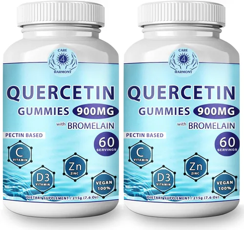 Miniatura 7 de Gomitas de quercetina – Quercetina con bromelina Vitamina C + Zinc Vitamina D3 – Quercetina Masticable 900mg Suplementos – Quercetina para niños