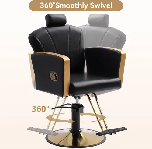 Miniatura 6 de LOUVIXA Silla de salón de altura ajustable para silista de cabello, sillas reclinables de peluquería, silla de peluquería hidráulica, silla