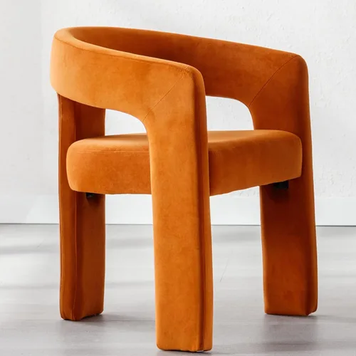 Miniatura 4 de Modern Barrel - Silla de comedor tapizada con brazos, cómoda silla auxiliar de terciopelo para sala de estar, oficina en casa, recepción