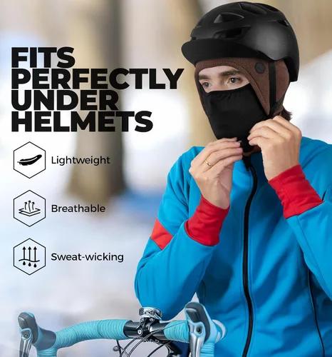 Miniatura 17 de Tough Headwear Skull Cap with Mask Men, Winter Running Gear, Motorcycle Winter Gear, Helmet Liners, Ski Hat, Thermal Beanie
