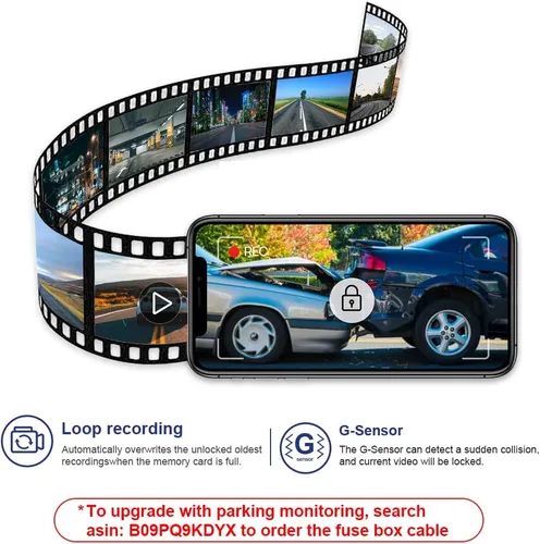 Miniatura 7 de Fitcamx Cámara de tablero delantera 4K+trasera 1080P se adapta para Ford Ranger 2019-2023 XL XLT Lariat (sensor de lluvia), aspecto OEM, WiFi