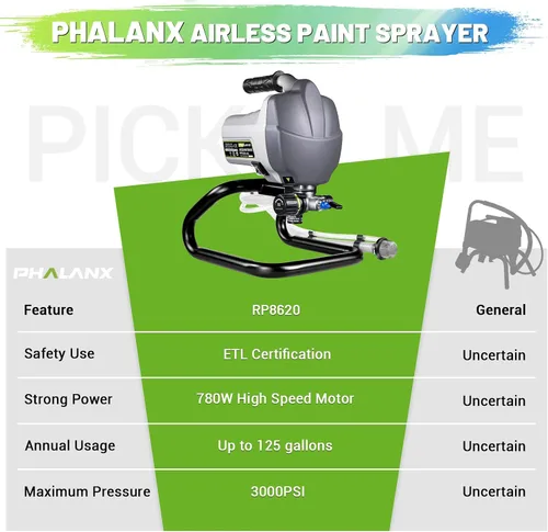 Miniatura 8 de Pulverizador de pintura sin aire, pulverizador eléctrico de 780 W 3000 PSI para pintura de casas, sin adelgazamiento, mínimo exceso de spray, ideal